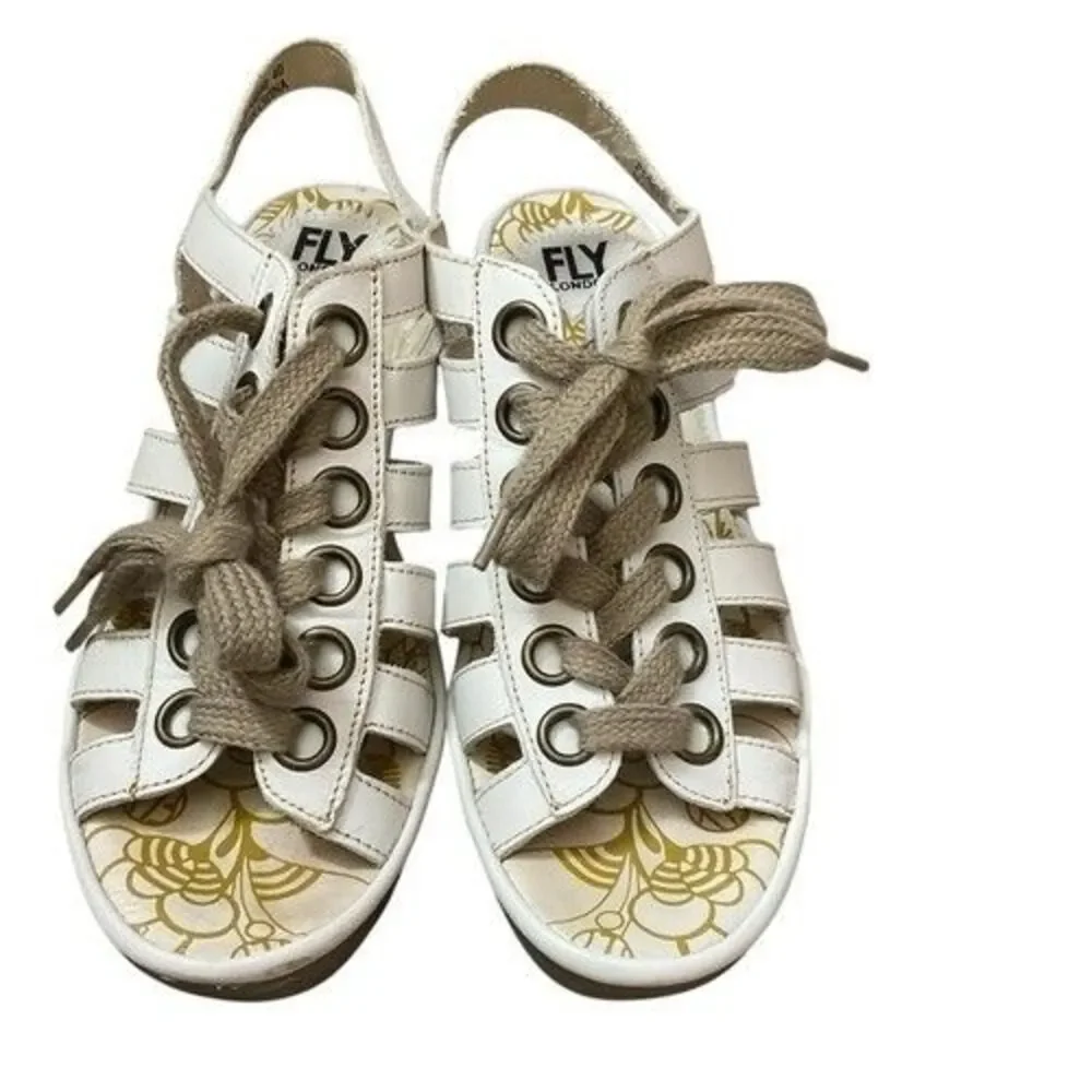 Fly‎ London Ylfa Lace Up Platform Wedge Sandal Women Size 40/US9-9.5 Festival